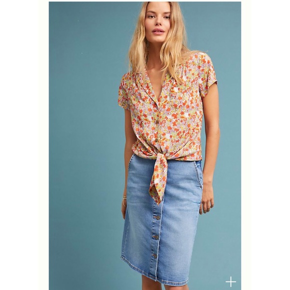 Anthropologie Dresses & Skirts - Pilcro and Letter Press Button-Front Denim Skirt
